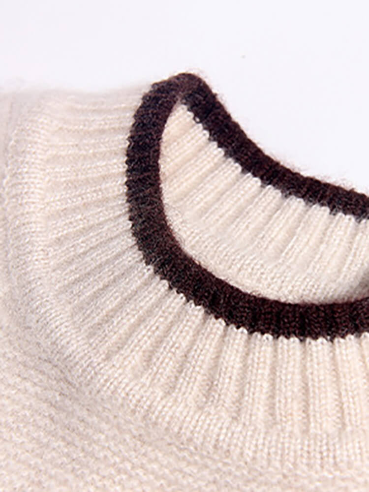 Kids Ivory Cashmere Sweater with Bear Patch and Pocket